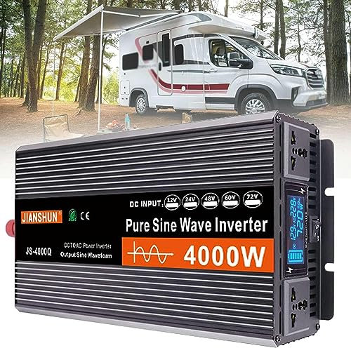 Inverter Onda Sinusoidale Pura 3000w 4000w 5000w 6000w Power Inverter per Auto Convertitore Tensione da 12v/24v/48v/60v/72v a Ca 220v 230v Invertitore con Display Digitale E Presa Corrente (24V,6000W)