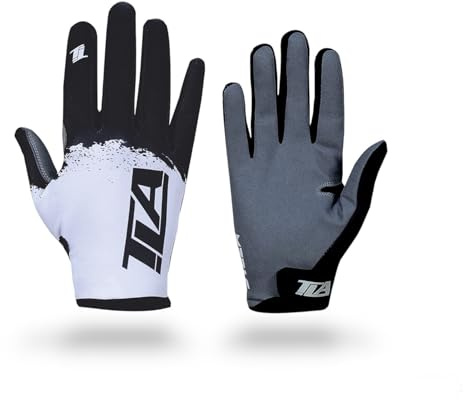 TLA STEEX guantes de motocross, mtb enduro, trial, bmx, hombre, mujer y niño, Ropa de moto y bicicleta. Guantes moto y ciclismo,ligeros, transpirables y resistentes al desgaste._BlancoNegro,L