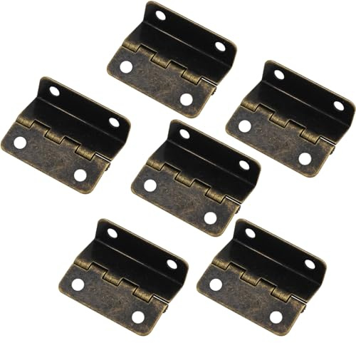 6 cerniere a tre pieghe, in bronzo antico, cerniere a mezza superficie, 41 mm, decorative, per porte, armadi e cassettiere dei gioielli
