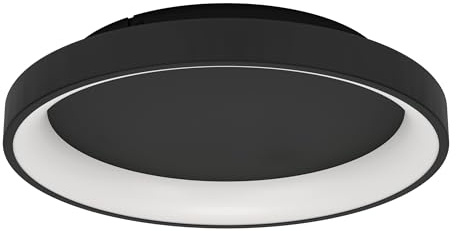 EGLO LED Deckenleuchte Loretello, runde Deckenlampe | Bürolampe dimmbar mit Fernbedienung, Metall und Kunststoff in Schwarz und Weiß, warmweiß-kaltweiß, Ø 35 cm
