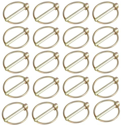 HSUYUN 20 Pezzi di Spine a Scatto, Perni di Bloccaggio Pieghevole da 5,8 x 45 mm, Coppiglie per il Fissaggio in Acciaio, Coppiglie ad Anello con Anello, per Rimorchi, Trattori, Tondeuse a Erba
