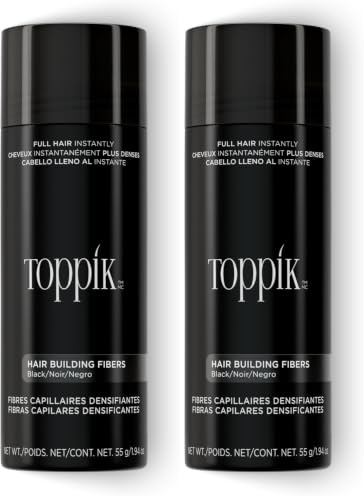 Toppik Schwarz Streuhaar für volleres Haar in Sekunden, Haarpuder für einen authentischen Look, Schütthaar bei Haarausfall für Männer und Frauen, 55g (Packung mit 2)