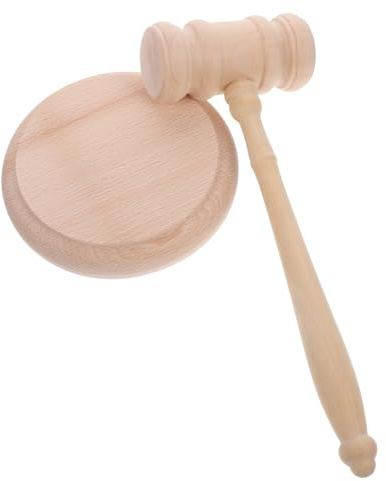 Uonlytech Mazo de Juez de Madera de Haya Martillo y Bloque de Sonido, Portátil, para Abogado y Subasta, Accesorio de Despacho