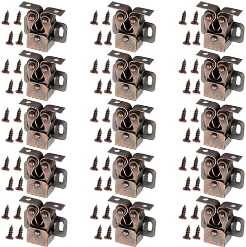 15 juegos de pestillo de doble rodillo para gabinete, puerta de armario, puerta de armario, cerradura de muebles