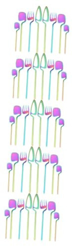 Amosfun 10 Juegos Utensilios de Inoxidable con Cucharas Tenedores para Postres Colgante para Lavavajillas para Uso Familiar y Restaurantes