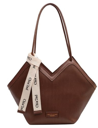 JIABAOZ Tote Bag Kunstleder Handtasche Damen Groß Shopper Tasche Elegante Schultertasche Gross Umhängetasche Henkeltaschen Shopper Bag Handbags (braun)