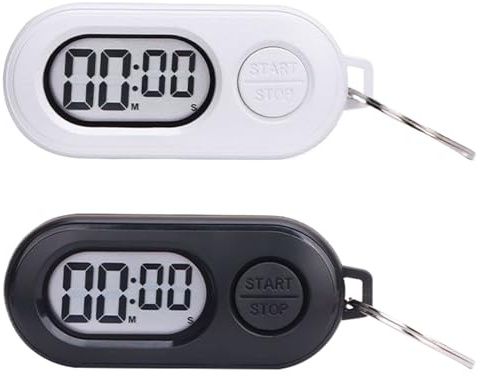 Stoppuhr-Schlüsselanhänger, 2 Stück, tragbar, klein, Stopp-Timer-Schlüsselanhänger mit LCD, Sporttasche, digitale Countdown-Uhren, Pedant, leicht, Countdown-Uhr, Pedant für Kochen, Training, Dusche