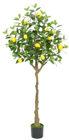 Limonero artificial, falso limonero de 150 cm de alto, planta en maceta de limón para decoración de hogar, oficina y salón