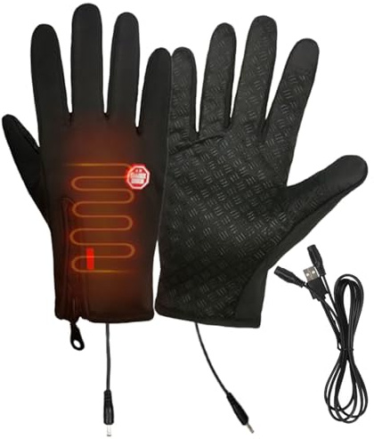 Bawiaueu 1 Pair USB Heated Gloves - Thermal Mittens For Cold Weather, Waterproof Screen Touch Mitten, Motorcycle Electric Gloves Men Women, Windproof, For Running, Fishing, Hiking, Skiing, Commuting