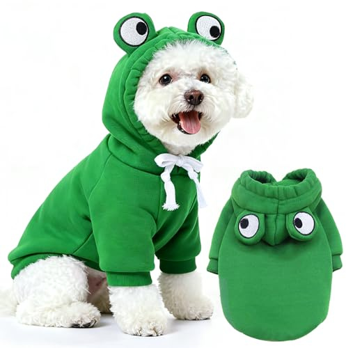 Vestito Natale Cane,Felpa Vestito Rana Natale Cane,Interessante Cappuccio per Cani e Gatti,Costume Natales per Animali di Grossa, Media e Piccola Taglia,Costumes da Rana Caldo Adatto Cani Gatti XL