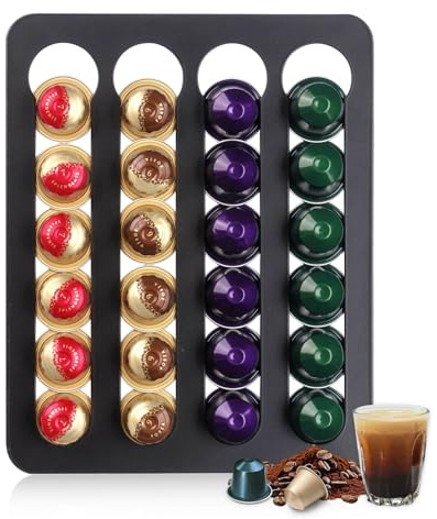 CHENGCKJ Support Mural pour 20 Capsules Nespresso, Coffee Capsules Stand pour Rangement Capsule Nespresso, 25x20cm Inoxydable Porte Capsule, 3M Bande Adhésive, Support Mural Sans Percage