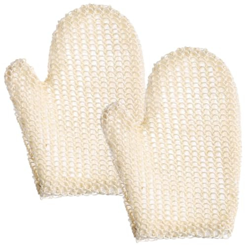2pcs Sisal Hemp Body Exfoliator Mitts Reusable Beige