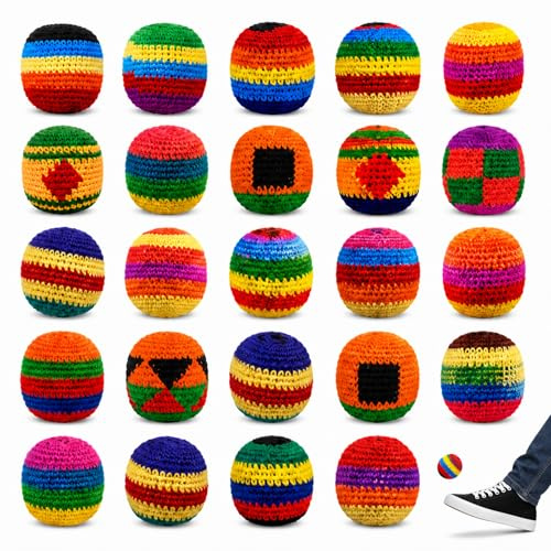 Genérico 6/12/24PCS Knitted Hacky Sack Footbag, Colorful Crochet Kick Bag, Handwoven Kick Sack Balls for Adults and Kids (24PCS)