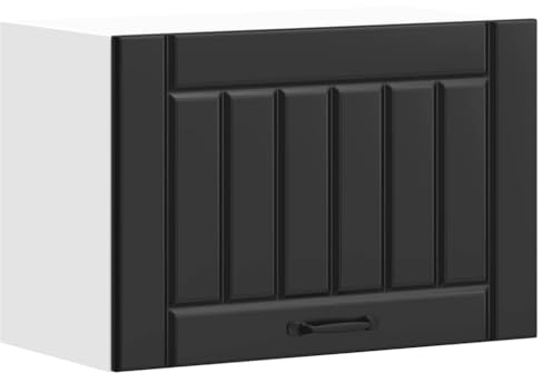 Roanoer Küchen-Hängeschrank Lucca, Wandschrank für die Küche, Schwarz, Holzwerkstoff mit Glastüren, Küchenoberschrank zur Wandmontage, 60 x 31 x 40 cm, Belastbarkeit bis 70 kg