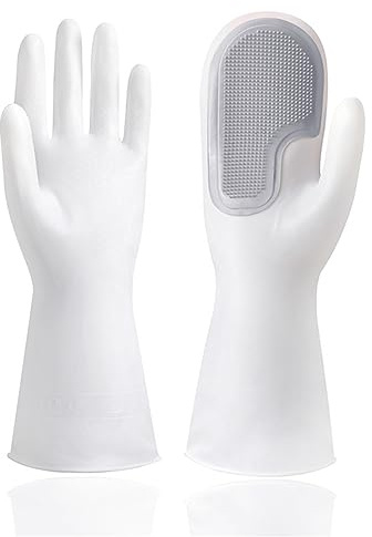 Aramox Rengöringsborste Diskhandskar PVC Förtjockade Diskhandskar 12,2 X 5,5 Tum Tät Värmeisolering Slät Yta för Kök Hushållsarbete Rengöring (Enkel borste grå)