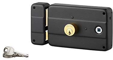 THIRARD - Serrure horizontale en applique double entrée à fouillot pour porte d'entrée, gauche, 140x90mm, axe 60mm, noir, 3 clés