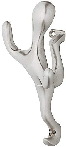 GedoTec Moderner Garderobenhaken Mantelhaken Kleiderhaken vernickelt matt - H1765 | Metall massiv | Wandhaken zum Schrauben | 1 Stück - Design Wand-Garderobe mit Befestigungsmaterial