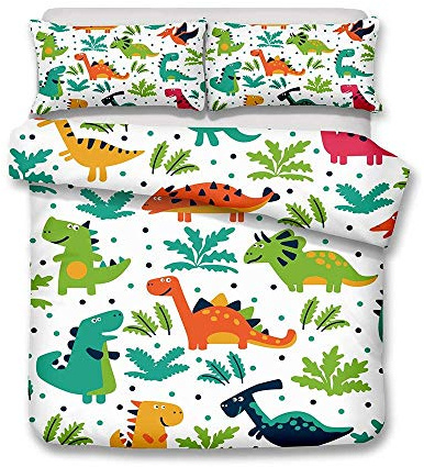 Parure de lit avec Housse de Couette 3D Dinosaure Animal Hommes Jeunes Garçons Enfants Simple/Double/King Housse de Couette et Taies d'oreiller (Style 4#, 220x240cm)