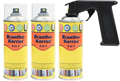 Brantho Korrux 3 x 3 in 1 schwarz 400ml Spraydose Rostschutz Metallschutzfarbe + Spraydosenhandgriff