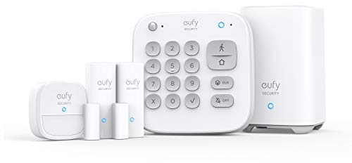 eufy Security 5-teiliges Smart Home Set, Sicherheitssystem mit Bewegungssensor, 2 Diebstahl-Sensoren, Alarmsystem, mit App, kompatibel mit eufyCam, Steuert andere HomeBase Überwachungsgeräte