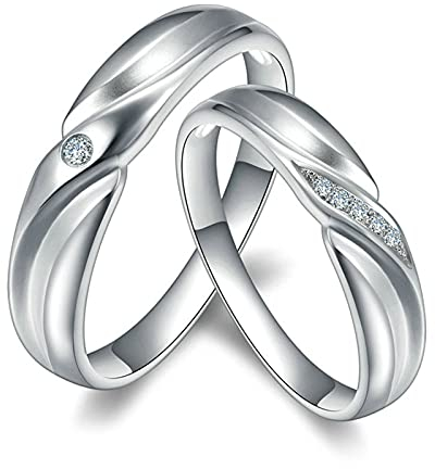 KnSam Damen Ring, Ehering Damen Trauringe Herr Der Ringe Klassische Einfachheit Eleganz 950 Platin Hochzeitringe Für Damen Mit Diamant Silber