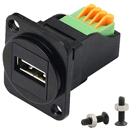 QIANRENON USB2.0 panneau montage Adaptateur USB 2.0 femelle vers 4 broches à sertir sans soudure Connecteur USB2.0 données charge prise Module, pour l'extension de l'USB 2.0