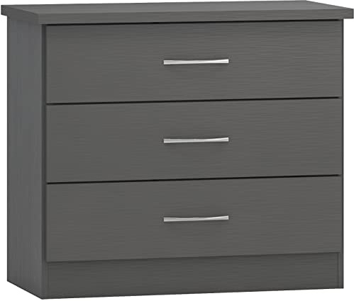 Seconique Nevada 3 Drawer Chest in 3D Effect Grey
