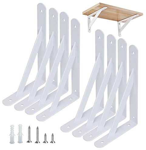 8 Stück Regalhalterungen Schwerlast-Träger 90 Grad Wand-Winkel Regalhalterung Metall Regalträger mit Schrauben Wand Regalträger Eisen Regalwinkel für Winkel Regal (150×95mm)，Weiß