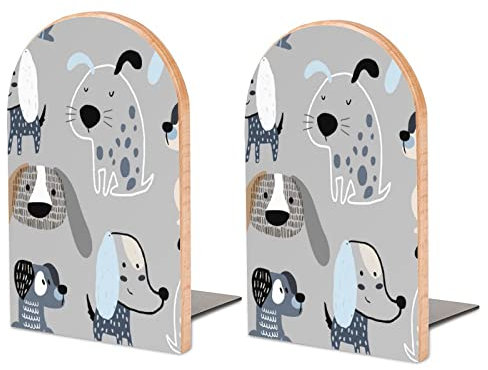 Packung Mit 2 Buchstützen Hund Tier Rutschfester Bücherständer Aus Holz Bücherregal Bücherhalter Für Home Desk Office Library