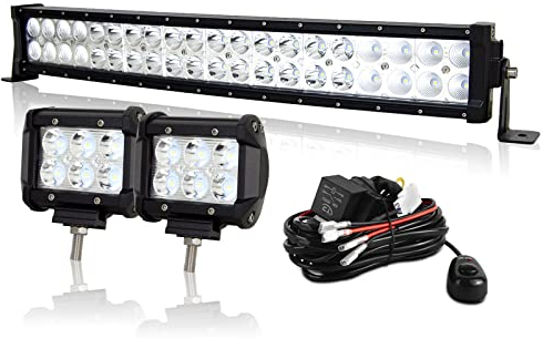 AUXTINGS LED Zusatzscheinwerfer Scheinwerfer 56 cm 120W gebogen LED Nebelscheinwerfer,10cm Spotlight led arbeitsscheinwerfer mit Verkabelung für Geländewagen ATV AWD SUV 4x4 Pickup,12V 24V wasserdicht