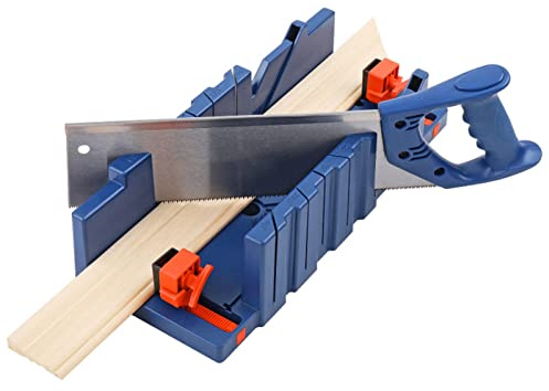 Miter Saw, Mitre Box Set, Saw & Clamping Box, Steel Angle Cutting Miter Saw Cabinet Kit 45° for Wood and Soft Metal