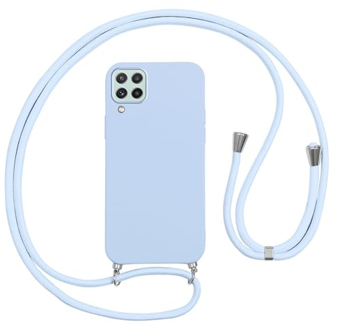 Vauki handyband für Samsung Galaxy A22 4G Hülle 6.4, HandyHülle mit Band Stoßfest Silikon Schutzhülle mit Kordel Abnehmbar zum Umhängen, Dünn Lanyard Weich Case für Samsung A22 4G, Lila