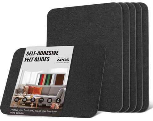 OAZ Feltrini per Mobili Autoadesivi, 6 Pezzi 20 x 28 cm Feltro Adesivo Rotolo, Feltrini Adesivi Moquette Adesiva per Cassetti Feltro, Mobili, Cornici per Foto, Automobili, Borse in Pelle - Nero