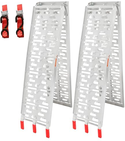 Tubiaz 2X Rampe di Carico, Rampa Pieghevole 680 kg Max, Antiscivolo Rampa di Accesso, Robuste Rampa di Carico, per moto, ATV, quad, auto,Mobilità su Sedia a Rotelle