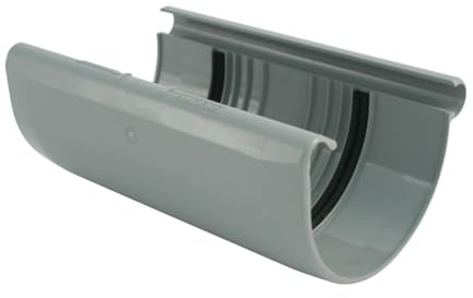 Marley Dachrinnenset aus PVC Dachrinnenteile RG 100 Grau RAL 7040 Regenrinnen System (Rinnenverbindungsschale)