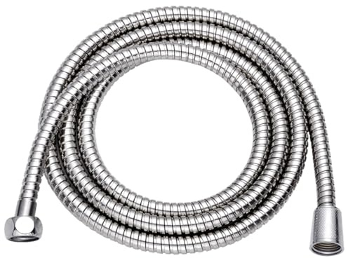 Sanixa U1801282 Duschschlauch Edelstahl 200 cm Silber wassersparend Schlauch Metall Brauseschlauch für Handbrause Duschbrause Standart Anschluss Gewinde 1/2 Zoll für Badewanne Dusche