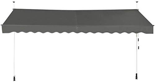 HOMASIS Store à Serrage 150/200/250/300/350/400 cm, Protection Solaire réglable en Hauteur sans perçage, auvent avec manivelle, Store banne Manuel à Bras articulé, pour l'extérieur (Gris, 3.5m)