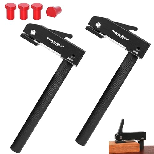 2 Pezzi Morsetti da Falegname + 4 pezzi Morsetto di Banco, 20 mm Regolabile Morsetto Fissaggio Lavorazione Legno, Morsetti Rapidi da Banco per Intaglio del Legno, Routing