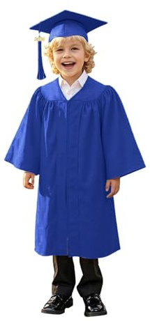 Abito da Laureato Set - Toga e Tocco Cappello per Bambini Asilo Studenti Elementare Medi - Travestimento per Bambini 4-10 Anni