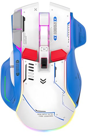 Lancoon Kabellose Maus mit Wiederaufladbarem Dreifach-Modus Gaming 5 Einstellbaren DPI 2.4G Drahtlos Leise Blendendes Licht für PC Computer Laptop Arbeiten Büro (Weiß)
