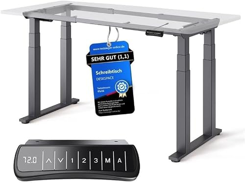 DESKSPACE Titan - Höhenverstellbarer Schreibtisch Gestell (elektrisch) - Schreibtischgestell Höhenverstellbar mit Dual-Motor, Kollisionsschutz, Memory-Funktion, USB, 10 Jahre Gewährleistung (Schwarz)