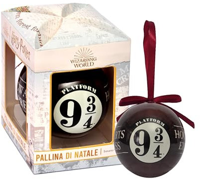 Ciao - Bola Ornamental Harry Potter riel 9 3/4 (Ø7,5 cm) Original Wizarding World con Cinta de Tela para árbol de Navidad en giftbox