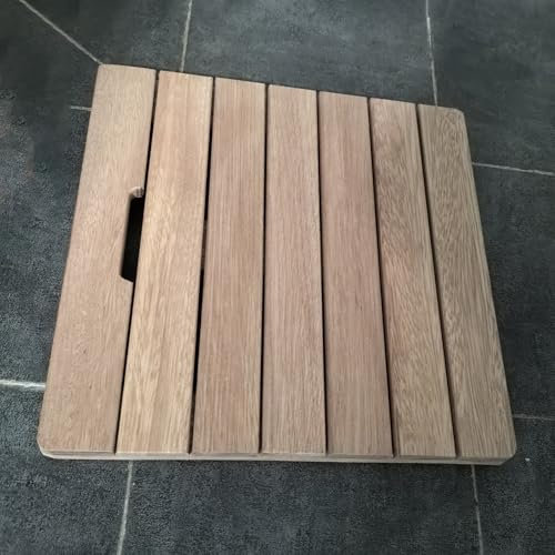 Badematte Holz 30 Cm ~ 120 Cm Rutschfeste Duschmatte aus Zedernholz, Schnelltrocknendes Abflussgitter aus Holz für Das Badezimmer, Kleine Große Duschbodenmatte/ Badzubehör(70cmx50cm(27.6inx19.7in))