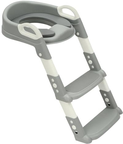 Kinder Toilettensitz mit Treppe,WC Sitz Kinder,Toilettenleiter für Kinder,Klositz für Kinder,Kindertoilettensitz,Verstellbar Toilettenaufsatz Kinder mit PU-Sitzkissen,für Jungen und Mädchen