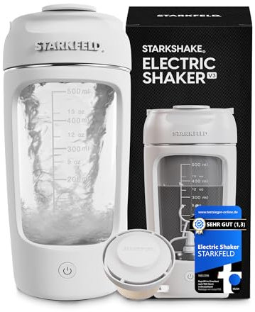 STARKSHAKE® V3 – Batidos de proteínas sin grumos a 7000 UPM | Carga rápida USB-C | 60+ batidos por carga con proteína STARKPOD 60 G | Mezclador eléctrico, color blanco