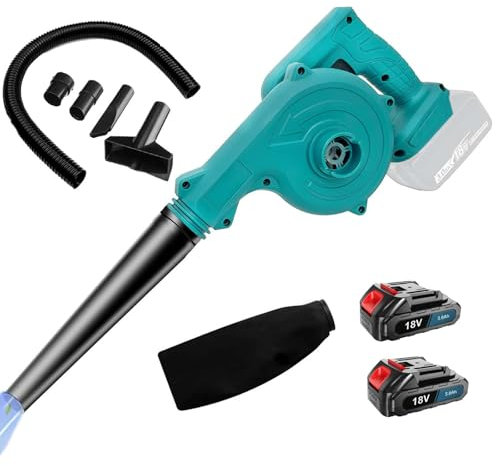 2-in-1 Cordless Leaf Blower & Vacuum,Compatible with Makita 18V Battery,Cordless Leaf Blower 21000RPM,with 2x 3.0AH Battery,for Patio Cleaning, Lawn Care, Blowing Leaves & Dust