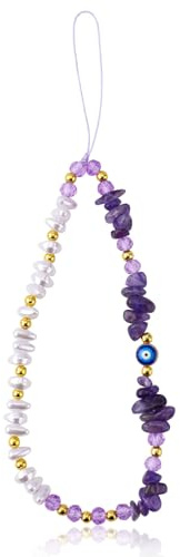 Mikovivi Breloque Téléphone Mauvais Oil, Jolie Dragonne Téléphone Perlée Lanière Téléphone Mauvais Oil Breloque Téléphone Portable Perlée Lanière Chaîne Téléphone Porte-Clés Parfait Femme(Violet)