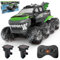 UFULMN Amphibious Remote Control Car 8WD RC Monster Truck with 2 Rechargeable Batteries for Boys Age 8-12 Offroad Waterproof RC Pickup All Terrain RC Drift Cars Beach Pool Toys Gifts for Kids Green