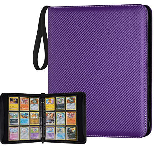 GERMUN 9 Pocket Card Binder, Premium Zip Trading Card Binder, 720 Double Sided Pocket PU Card Collection Binder, Collector Card Album, Card Folder for MTG, TCG, Sports Cards, Game Cards (purple)