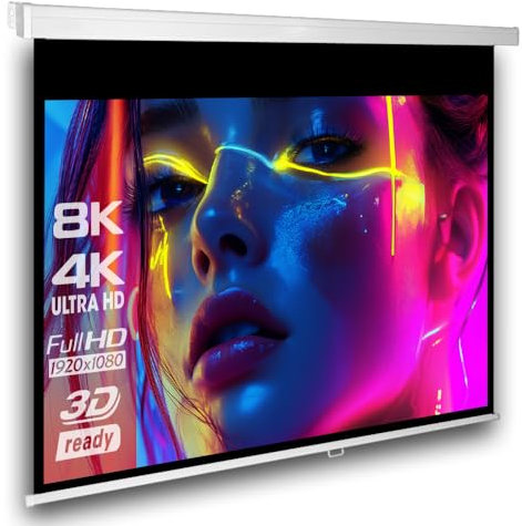 SlenderLine - Schermo professionale a rullo, 200 x 159 cm, 90 pollici, formato immagine 16:9, portata della casa: 214 cm, schermo universale per proiettore home cinema e presentazione, montaggio a